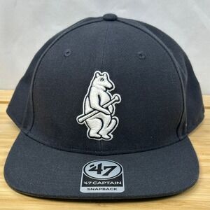 '47 Chicago Cubs MLB Cooperstown Captain Snapback Navy Blue Standing Bear Hat